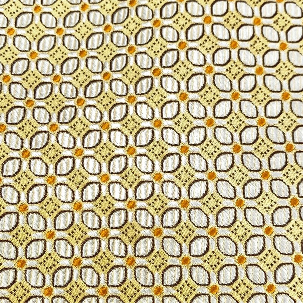JOS A BANK Signature Collection Light Yellow Beige White Orange Dots Silk Tie